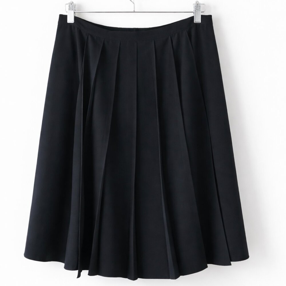 Paperwhite Black Pleated A-line Skirt Size 12